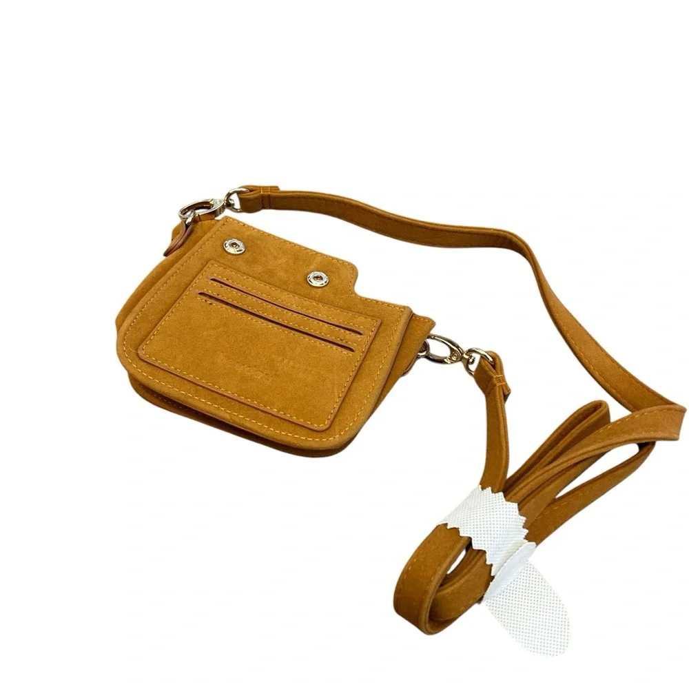 NEW Tan Brown Faux Leather Suede Polaroid Camera Case Accessory Crossbody Design